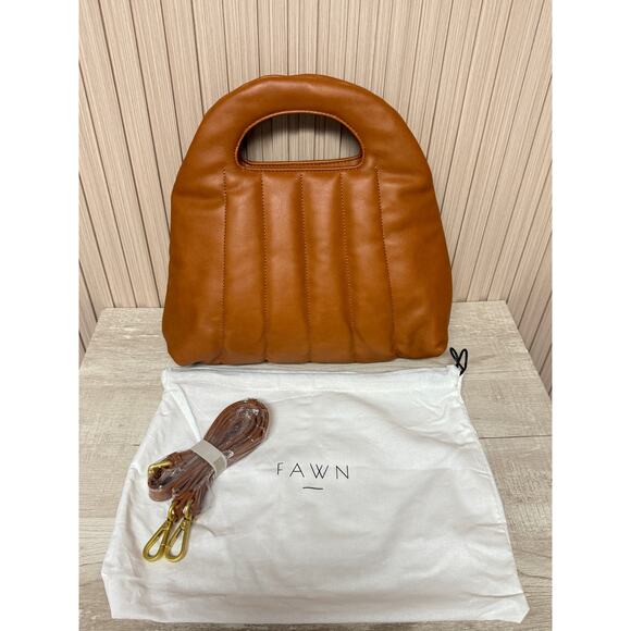 NWT Fawn Design The Quilted Handbag with Strap in Brown Matte - Picture 10 of 11